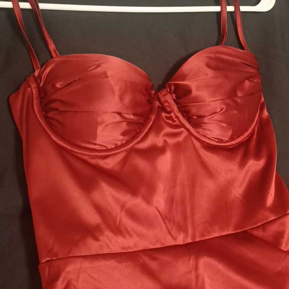 Chic Satin Red Maxi Dress